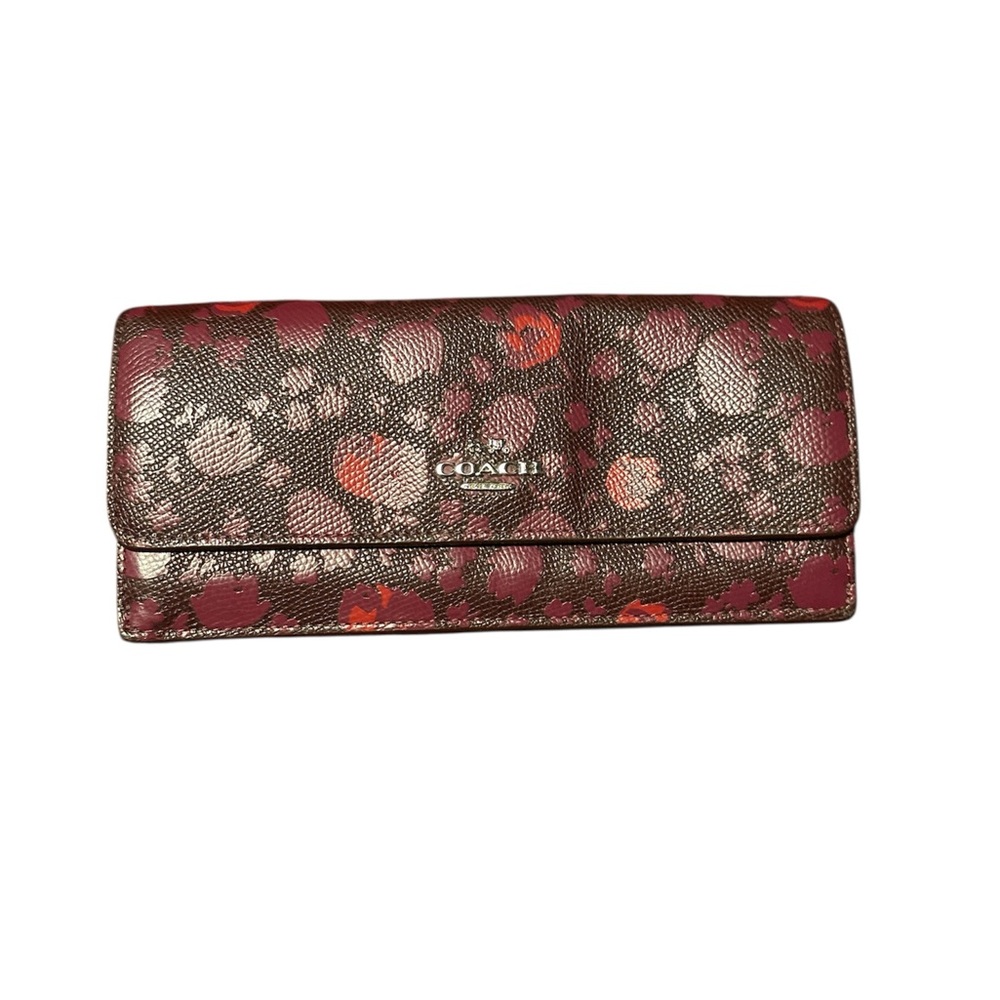 Coach Red and Brown Floral Wallet